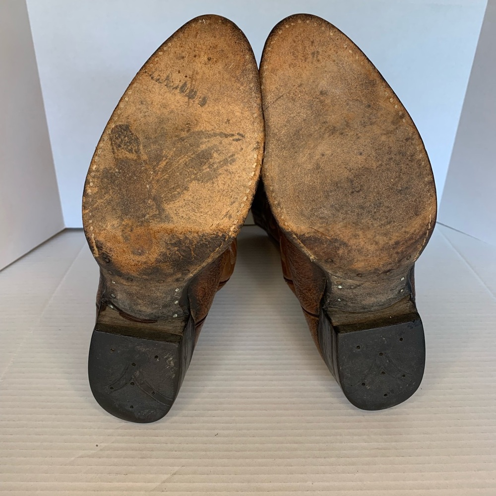 Vintage Justin Brown Leather Western Cowboy Boots Size 8D Rodeo - Picture 16 of 16